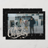 エレガントな家族の写真と名前 | ハッピーホリデー シーズンカード (正面/裏面)