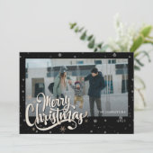 エレガントな家族の写真と名前 | ハッピーホリデー シーズンカード (スタンド正面)