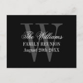 エレガントな家族会のモノグラムの保存日付 案内ポストカード (正面)