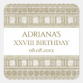 エレガントな寺院の柱が特徴のローマ トーガ パーティー スクエアシール (正面)