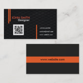 エレガントな専門のオレンジ黒いカーボン一見 名刺 (正面/裏面)