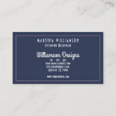 エレガントな専門のサロンのインテリア・デザイナーの青 名刺 (裏面)