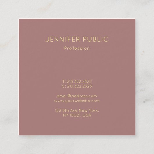 エレガントな専門のモダンな金ゴールドのモノグラムのテンプレート スクエア名刺 (裏面)