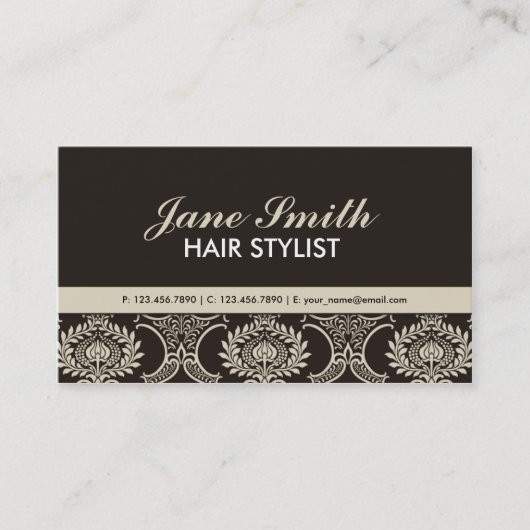 エレガントな専門のヴィンテージのダマスク織の花柄パターン 名刺 (正面)