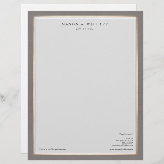 エレガントな専門の弁護士の金ゴールドのボーダー レターヘッド (正面/裏面)