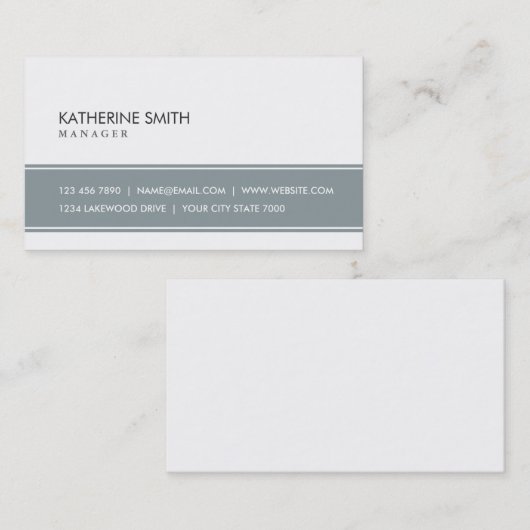 エレガントな専門の明白でシンプルな灰色および白い 名刺 (正面/裏面)