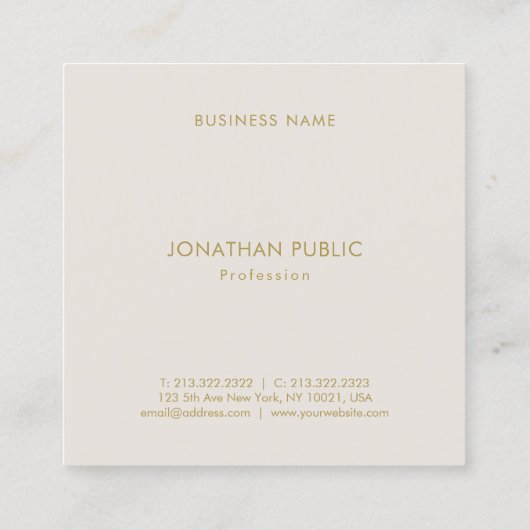 エレガントな専門の最小主義のテンプレートのモダン スクエア名刺 (裏面)