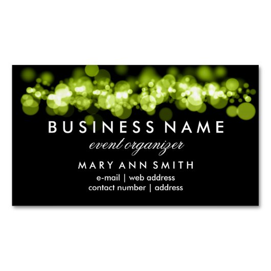 エレガントな専門の緑の《写真》ぼけ味ライト マグネット名刺 (正面)