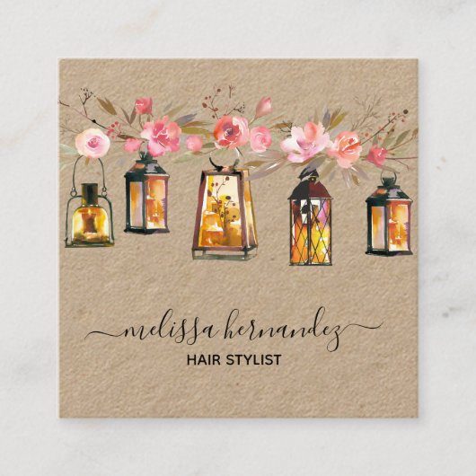 エレガントな専門の花の美容師の珊瑚 スクエア名刺 (正面)