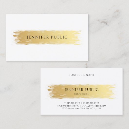 エレガントな専門の贅沢なテンプレートの金ゴールドの白 名刺 (正面/裏面)