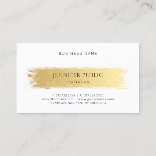 エレガントな専門の贅沢なテンプレートの金ゴールドの白 名刺 (裏面)