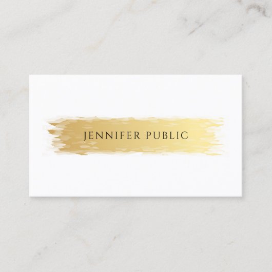エレガントな専門の贅沢なテンプレートの金ゴールドの白 名刺 (正面)