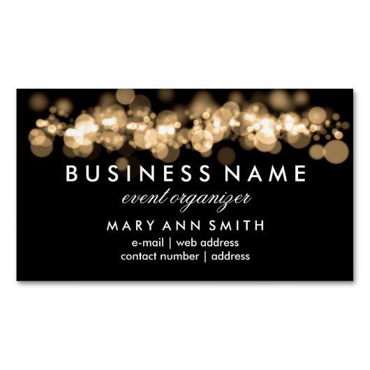 エレガントな専門の金ゴールドの《写真》ぼけ味ライト マグネット名刺 (正面)