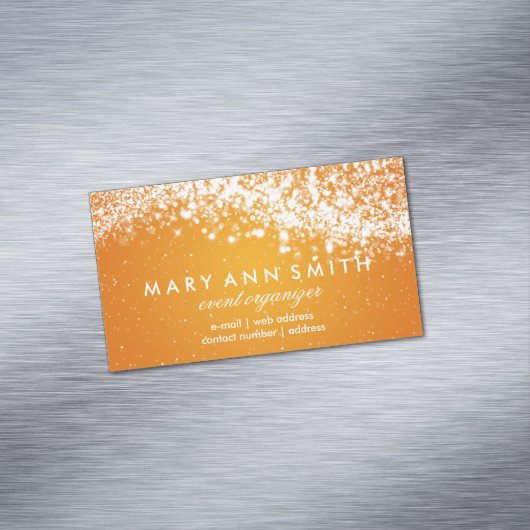 エレガントな専門の銀製のきらめくな波のオレンジ マグネット名刺 (インサイチュ)