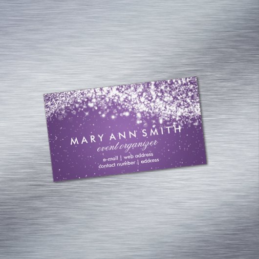 エレガントな専門の銀製のきらめくな波の紫色 マグネット名刺 (インサイチュ)