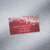 エレガントな専門の銀製のきらめくな波の赤 マグネット名刺 (インサイチュ)