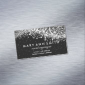 エレガントな専門の銀製のきらめくな波の黒 マグネット名刺 (インサイチュ)