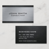 エレガントな専門の銀製の金属のモダンの黒 名刺 (正面/裏面)