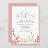 エレガントな小さなピンクの花のウェディングランチ招待状 招待状 (正面/裏面)