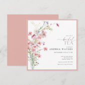 エレガントな小さなピンクの花 ブライダルティー 招待状 (正面/裏面)