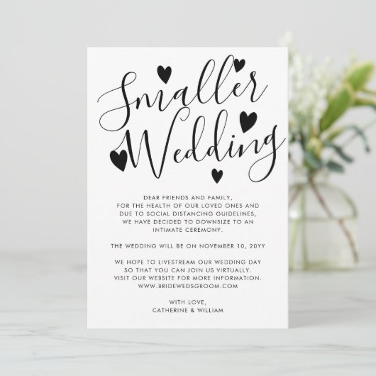 エレガントな小さな結婚式　規模縮小　計画変更 案内状 (スタンド正面)
