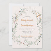 エレガントな小さな野の花のベイビーシャワー 招待状 (正面)