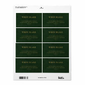 エレガントな小規模ビジネス ラベル ダークグリーン & ゴールド シッピング (フルシート)