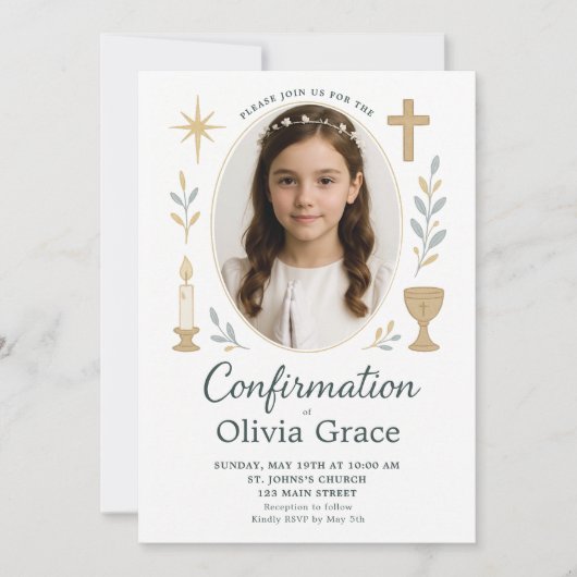 エレガントな少女の確認招待状 招待状 (正面)