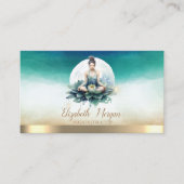 エレガントな少女ヨガ講師 青い蓮 名刺 (正面)