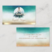 エレガントな少女ヨガ講師 青い蓮 名刺 (正面/裏面)