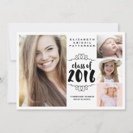 エレガントな少女4 フォト ブラック＆ホワイト 卒業 招待状