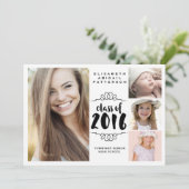 エレガントな少女4 フォト ブラック＆ホワイト 卒業 招待状 (スタンド正面)