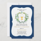 エレガントな少年たち ネイビー  フラワーファースト  ホーリー  コミュニオン  招待状 (正面)