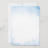 エレガントな少年 洗礼 青いリボン 銀の十字架 グリッター 招待状 (裏面)