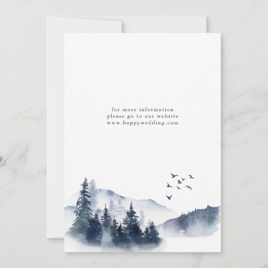 エレガントな山々と森林のエンゲージメントパーティー 招待状 (裏面)