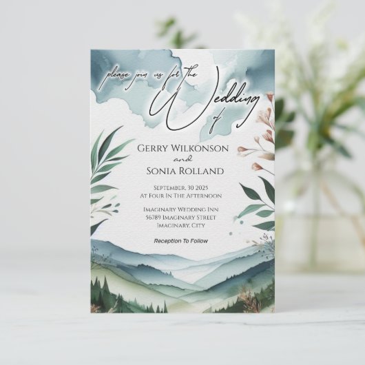 エレガントな山のウェディング セーブザデート (スタンド正面)