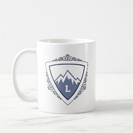 エレガントな山の紋章モノグラム コーヒーマグカップ
