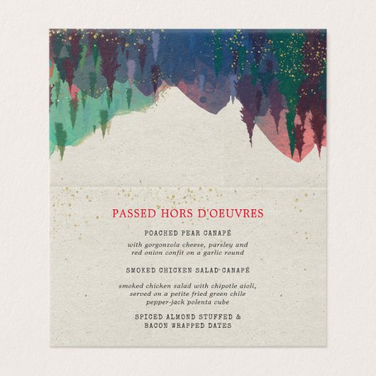 エレガントな山の結婚式メニュー 名刺 (外部フラット)