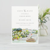 エレガントな川のクルーズ 国の風景 水彩画 セーブザデート (スタンド正面)