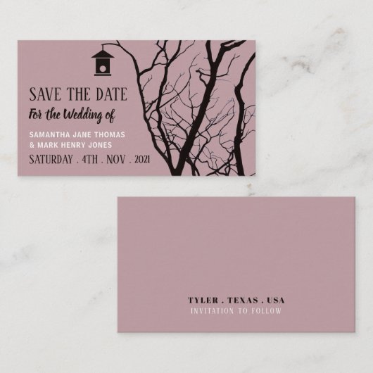 エレガントな巣箱は、日付を救います エンクロージャーカード (正面/裏面)