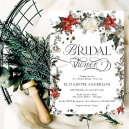エレガントな常緑樹のウィンター・ブライダルシャワー 招待状