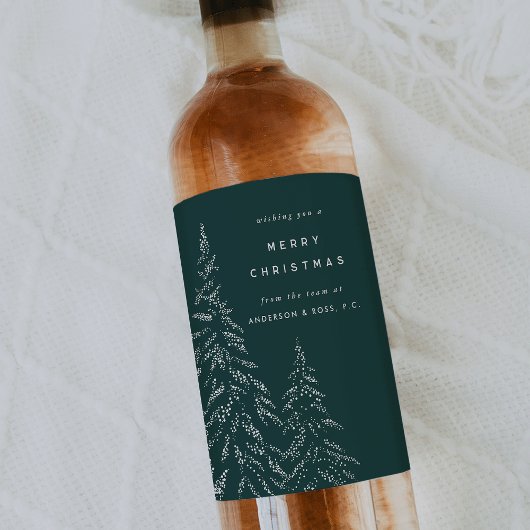 エレガントな常緑樹のビジネスまたは企業のホリデー ワインラベル