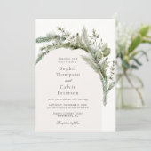 エレガントな常緑樹の冬のグリーンウェディング 招待状 (スタンド正面)