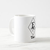 エレガントな幾何学モノグラムイニシャル E コーヒーマグカップ (正面左)