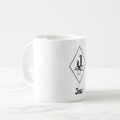 エレガントな幾何学モノグラムイニシャル J コーヒーマグカップ (正面左)