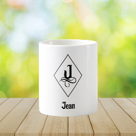 エレガントな幾何学モノグラムイニシャル J コーヒーマグカップ