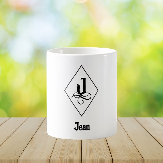 エレガントな幾何学モノグラムイニシャル J コーヒーマグカップ