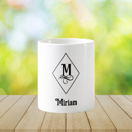 エレガントな幾何学モノグラムイニシャル M コーヒーマグカップ