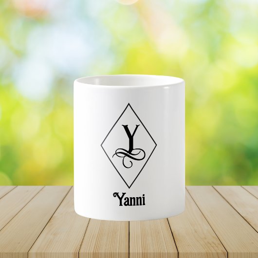 エレガントな幾何学モノグラムイニシャル Y コーヒーマグカップ
