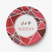 エレガントな幾何学模様のウェディング ペーパープレート (正面)